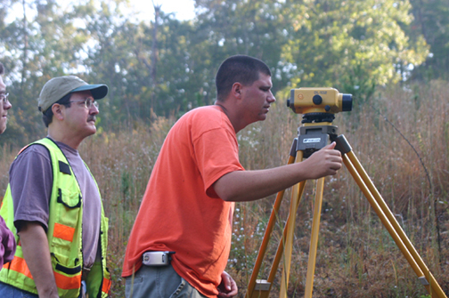 David Muller oversees operation of our Topcon digital level..